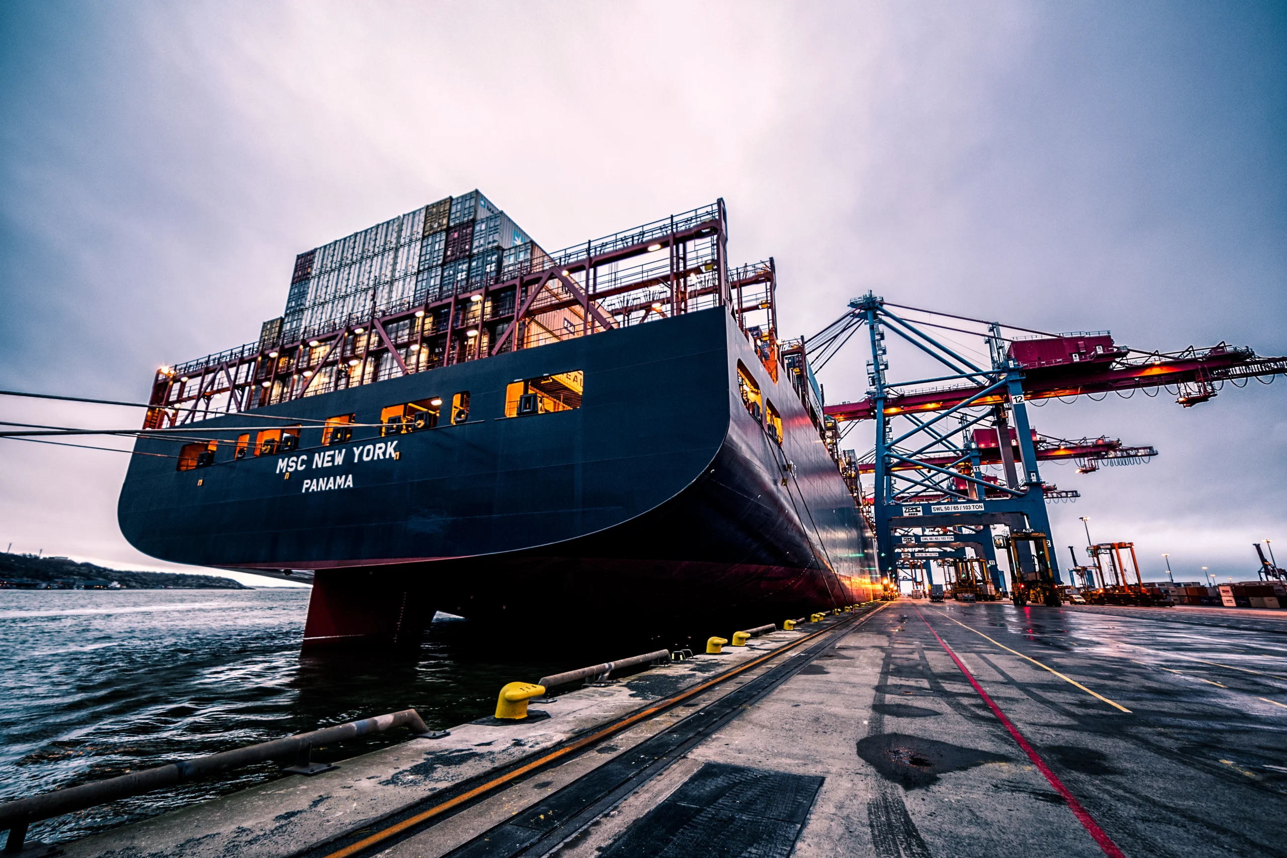 image of msc ship on dock